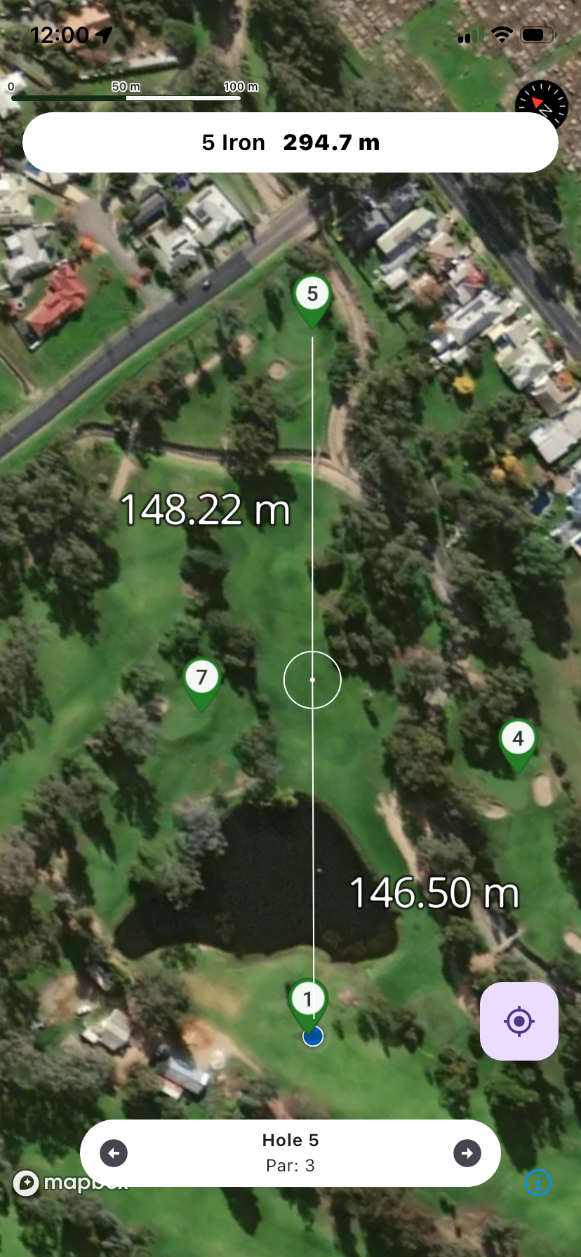 ShotMaker hole 5 view with RTK GPS accuracy